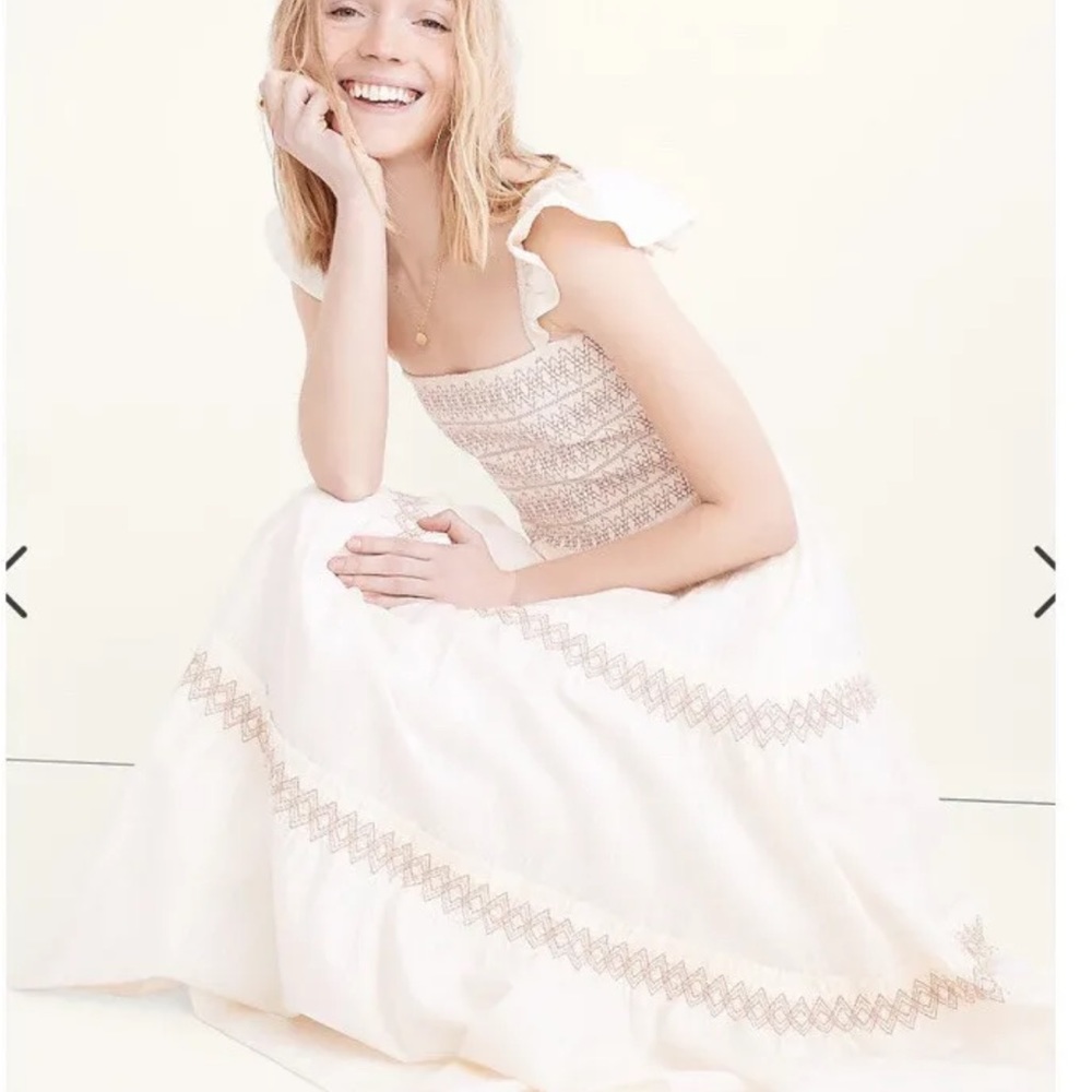 Madewell Lucie Smocked Tiered Midi Dress Medium M - Picture 3 of 6